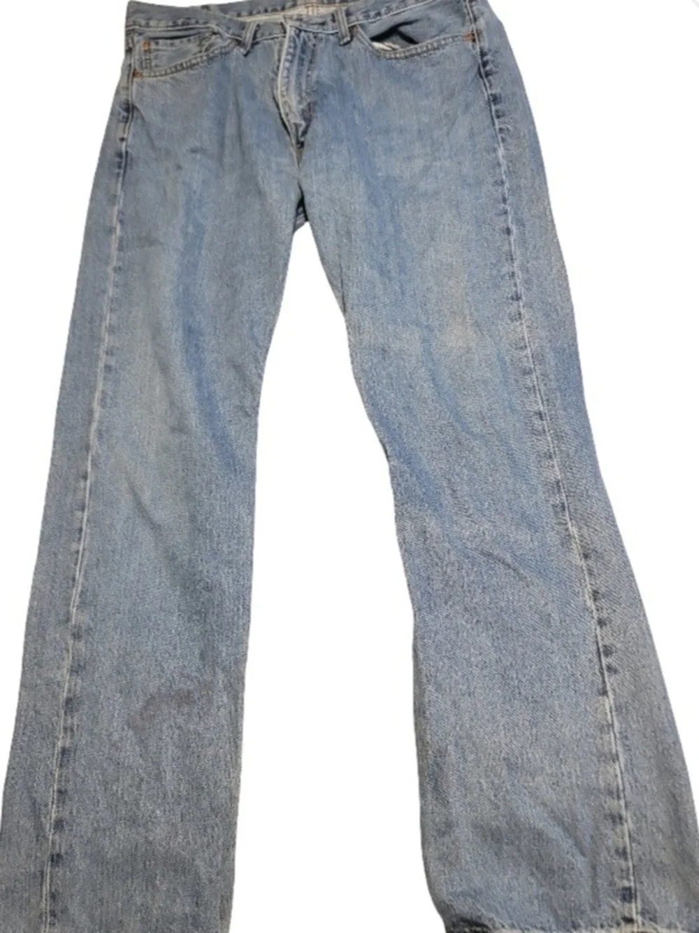 Levi's 505 Jeans Mens 36x34 Light Blue Straight Leg Medium Wash Jeans